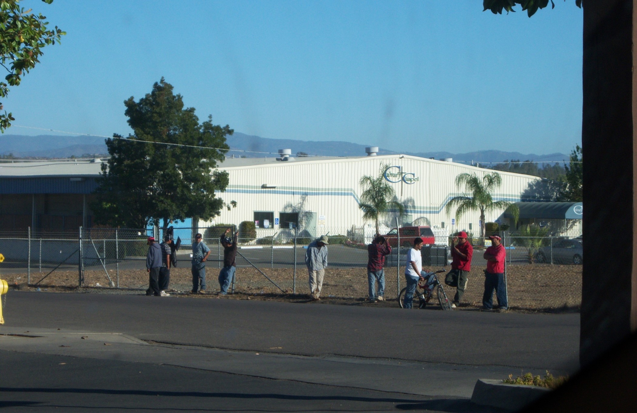 Day laborers waiting for work